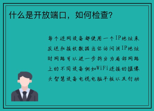 什么是开放端口，如何检查？ 